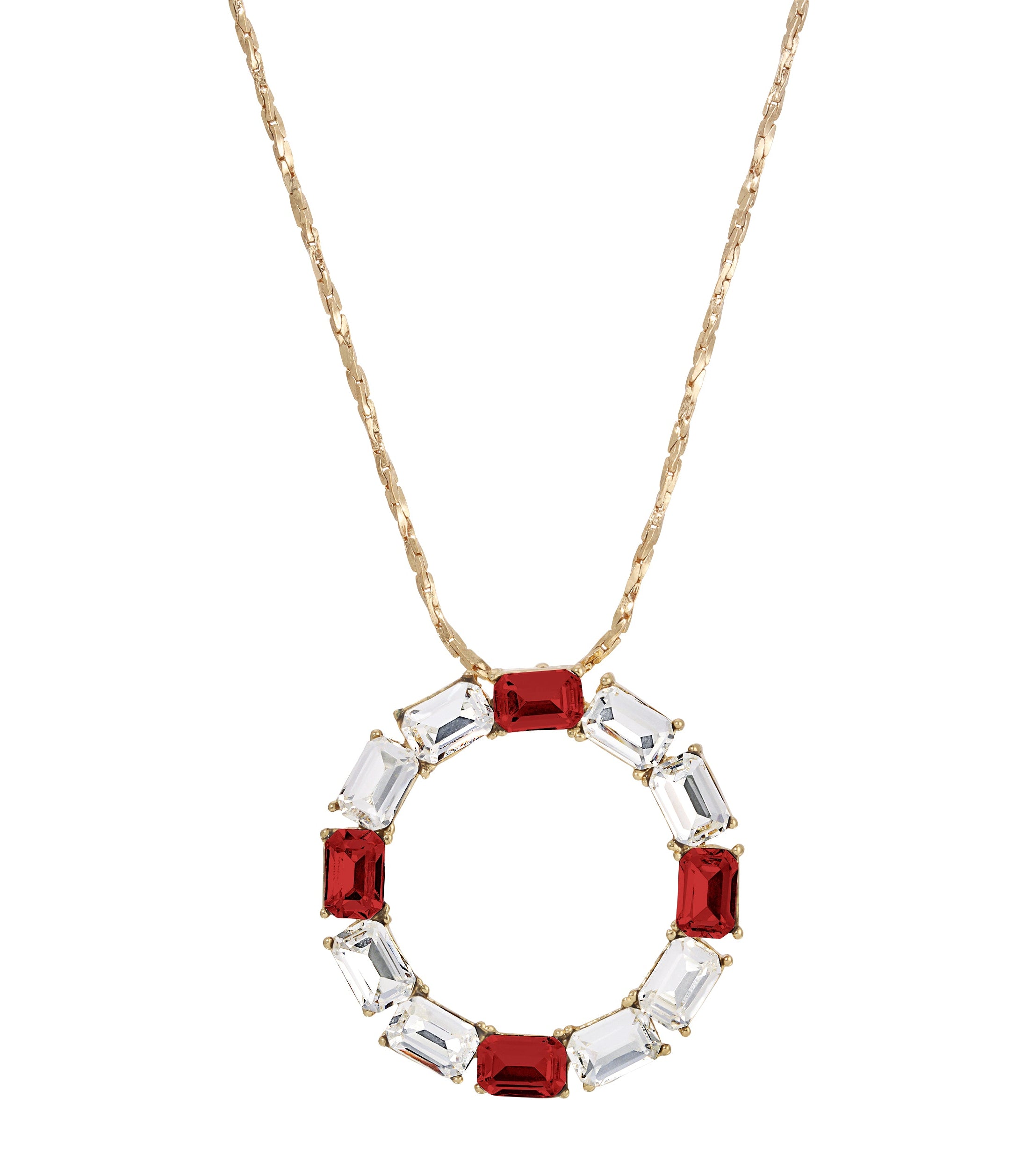 1928 Jewelry Multi Crystal Halo Pendant Necklace 18"