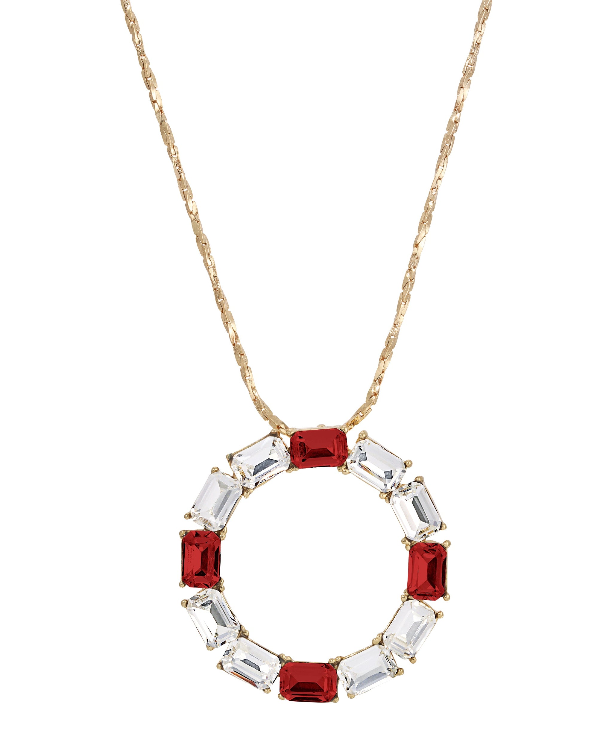 1928 Jewelry Multi Crystal Halo Pendant Necklace 18"