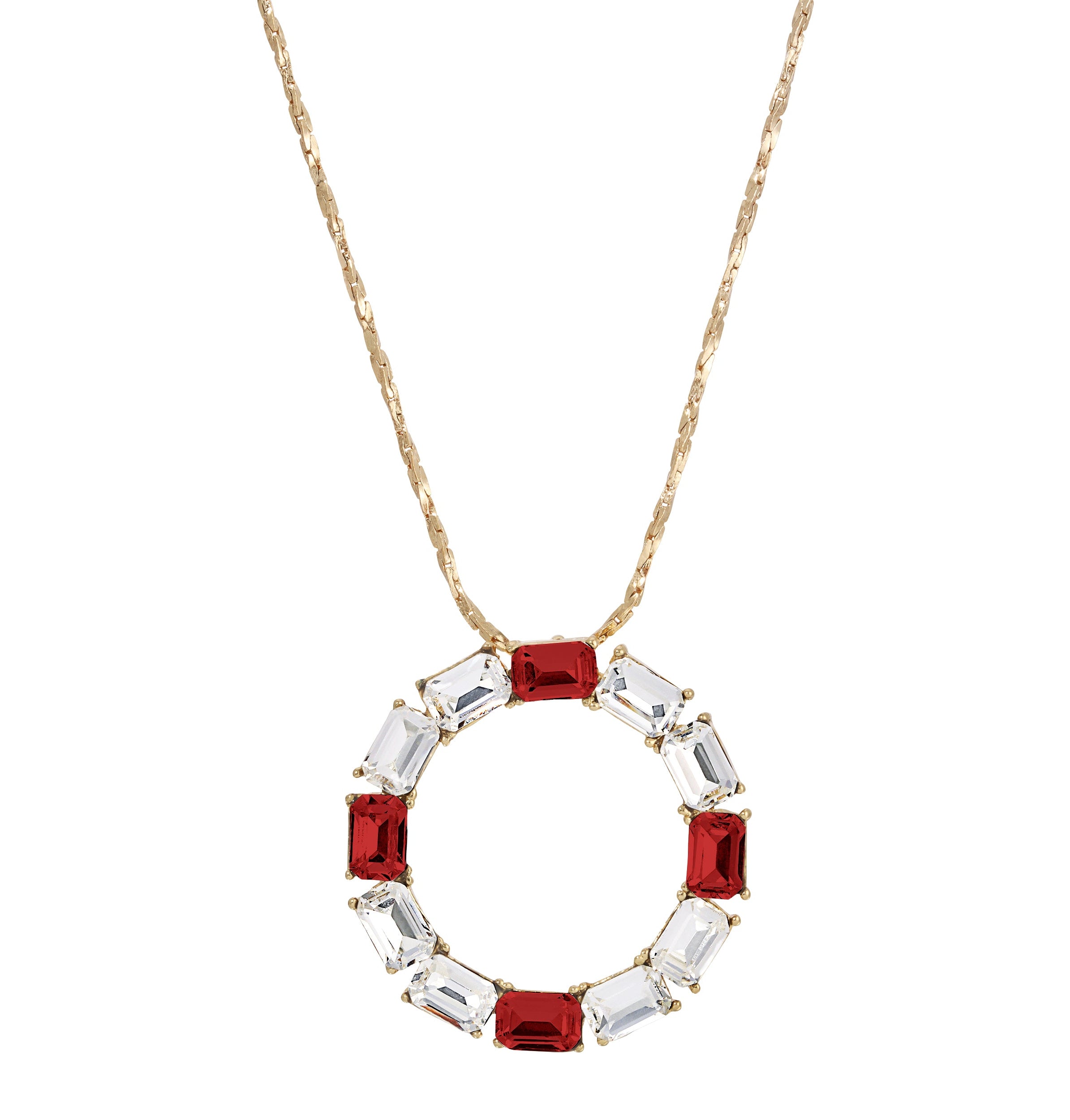 1928 Jewelry Multi Crystal Halo Pendant Necklace 18"