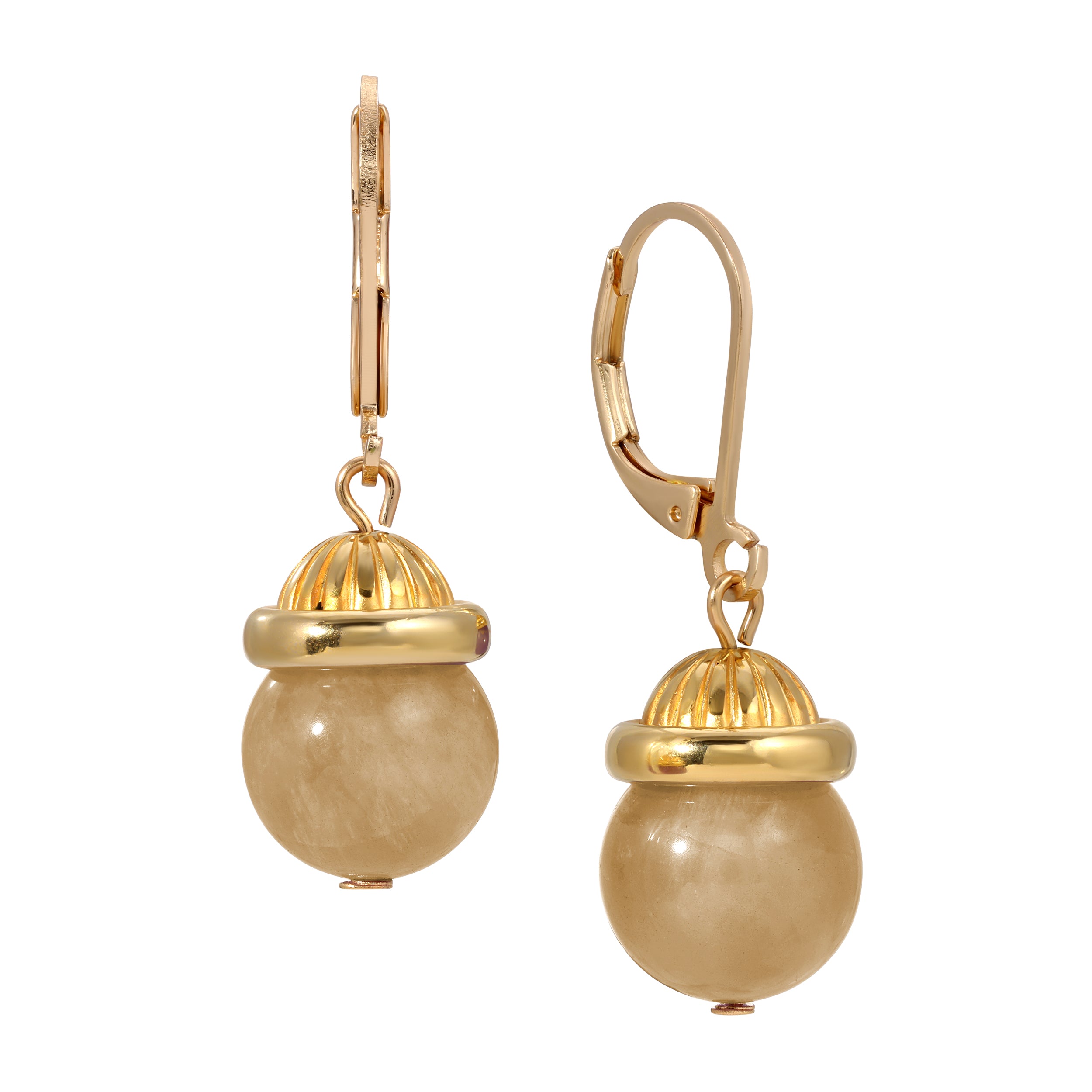 Petite Round Riverstone Gemstone Drop Earrings