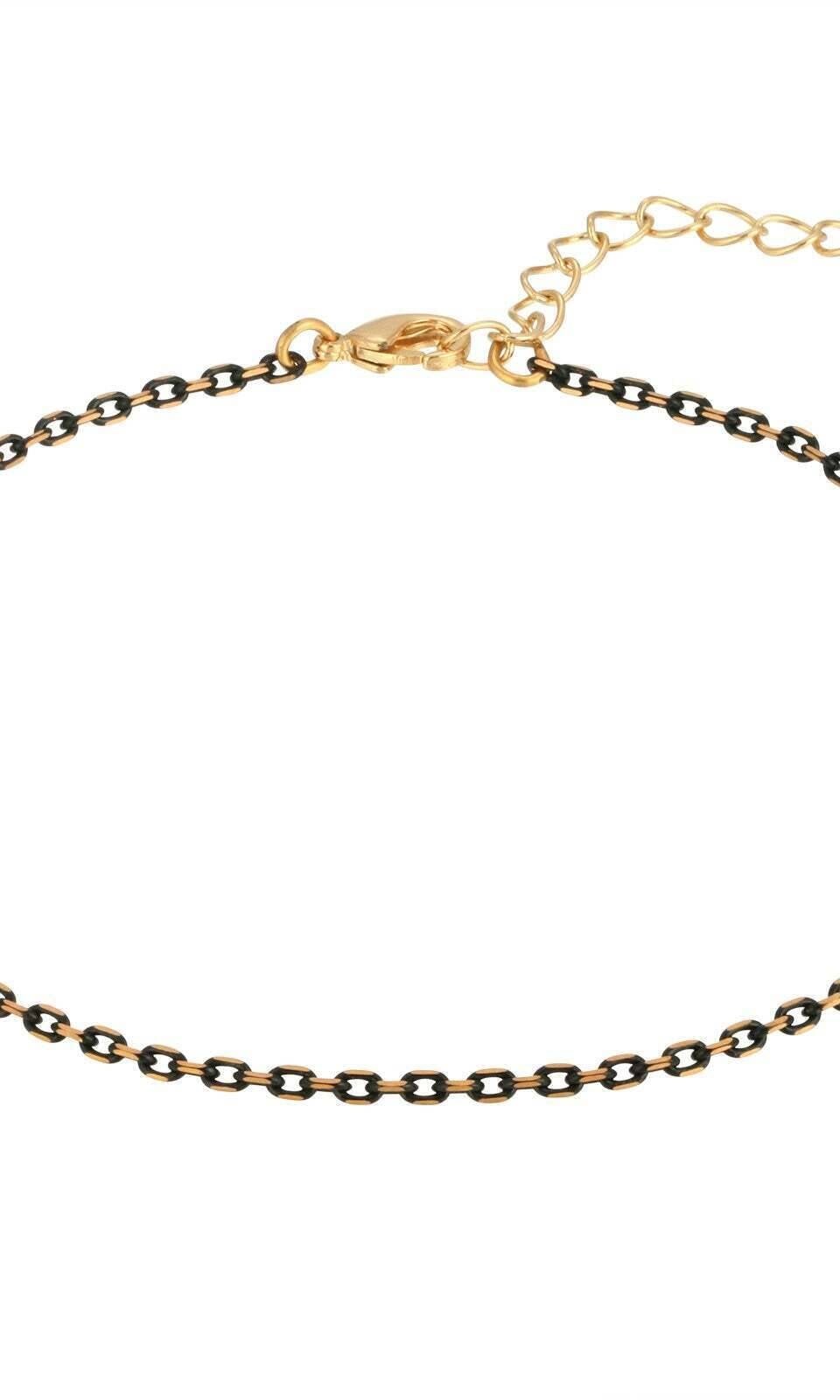 1928 Jewelry Eclipse Black And Gold Chain Anklet 9" + 1.5" Extension