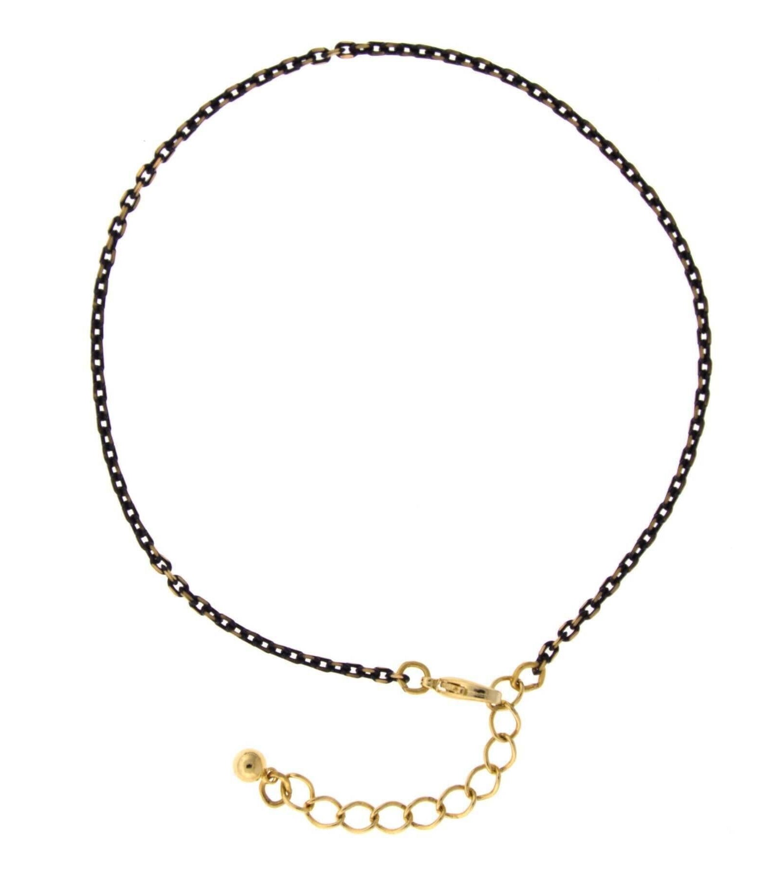 1928 Jewelry Eclipse Black And Gold Chain Anklet 9" + 1.5" Extension