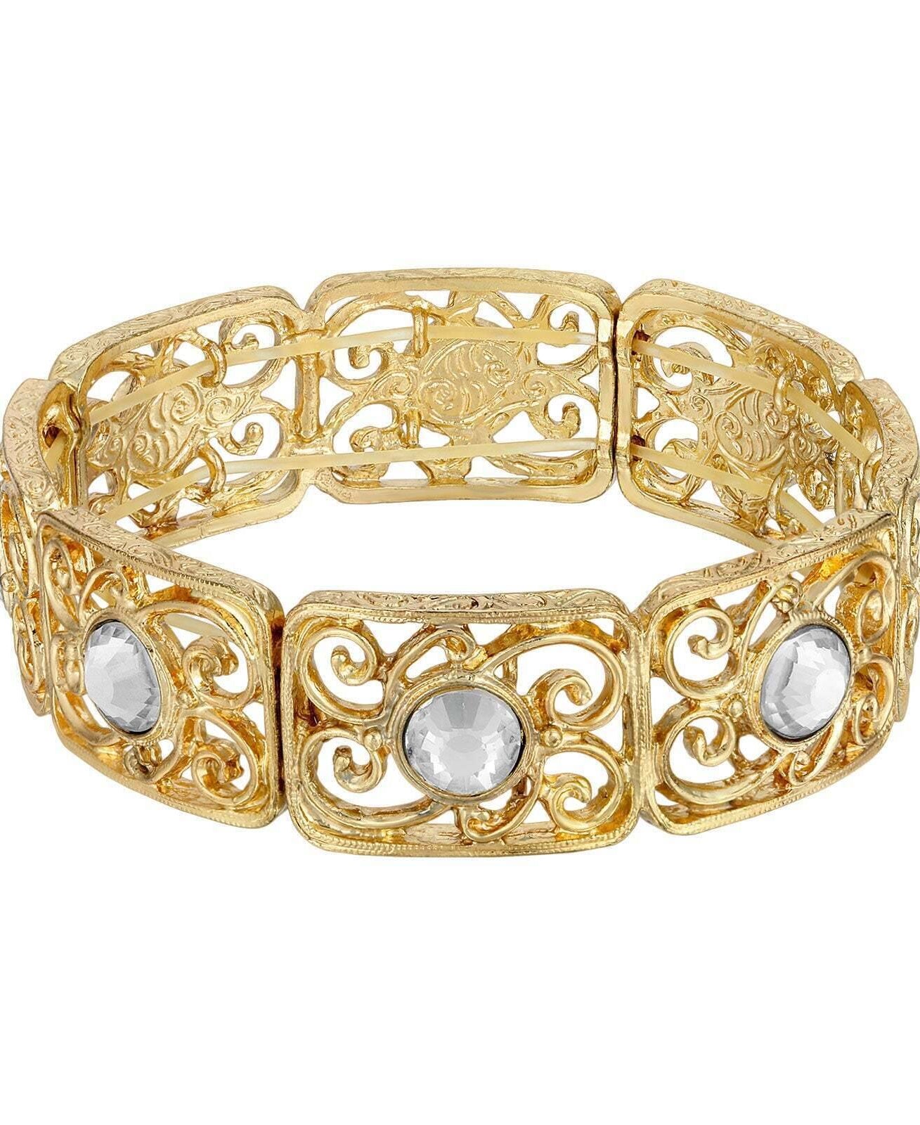 2028 Jewelry Golden Glitz Crystal Stretch Bracelet