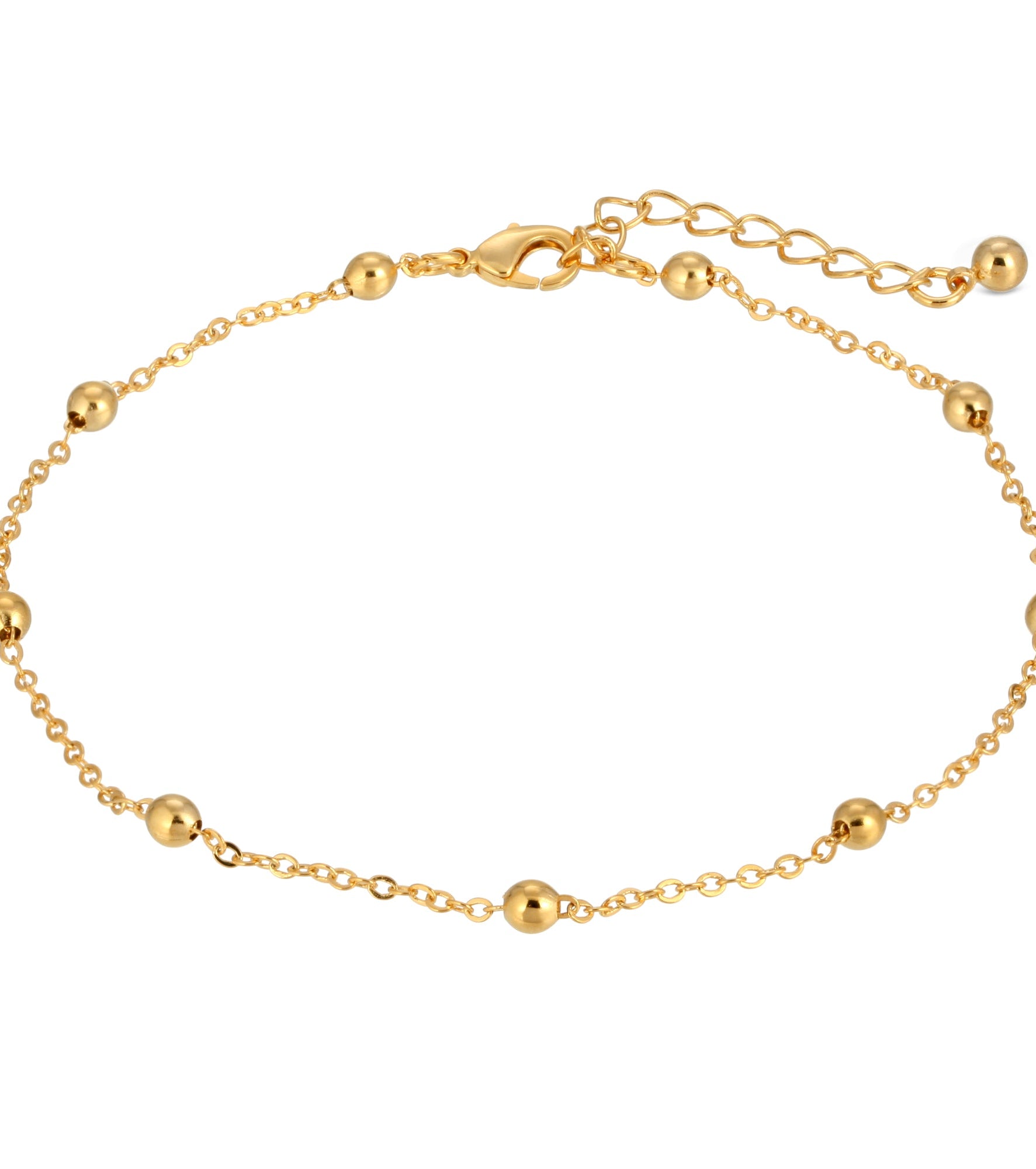 1928 Jewelry Gold Ball And Link Chain Anklet 9" + 1.5" Extension