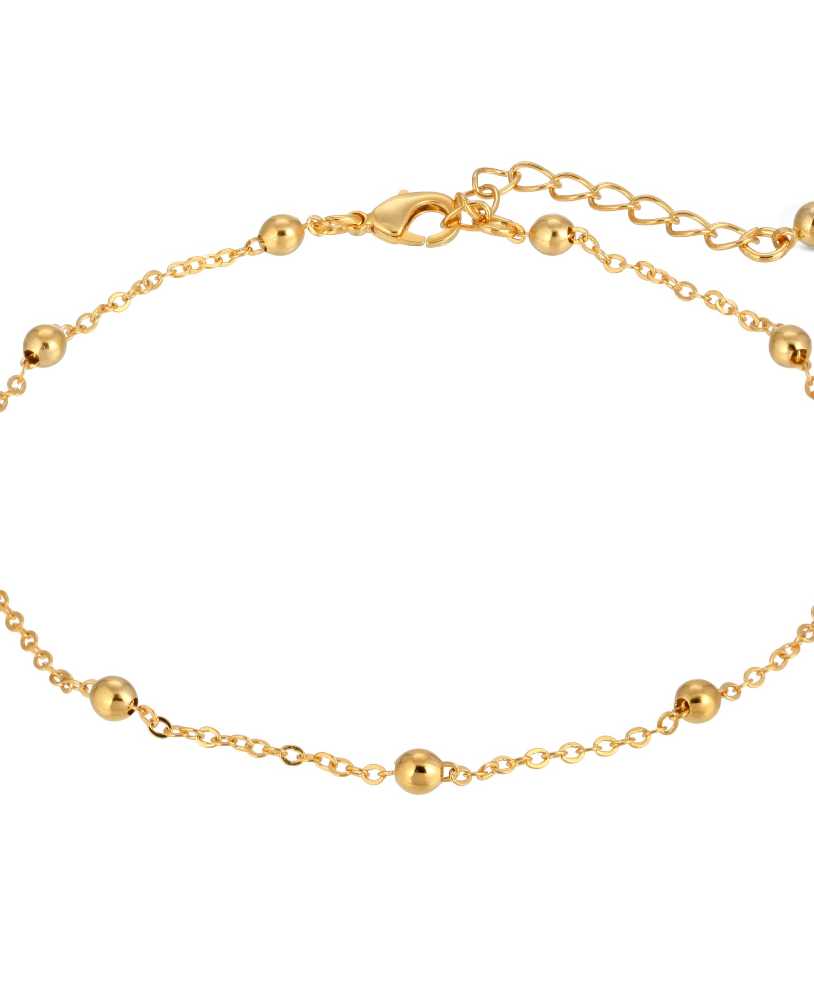 1928 Jewelry Gold Ball And Link Chain Anklet 9" + 1.5" Extension