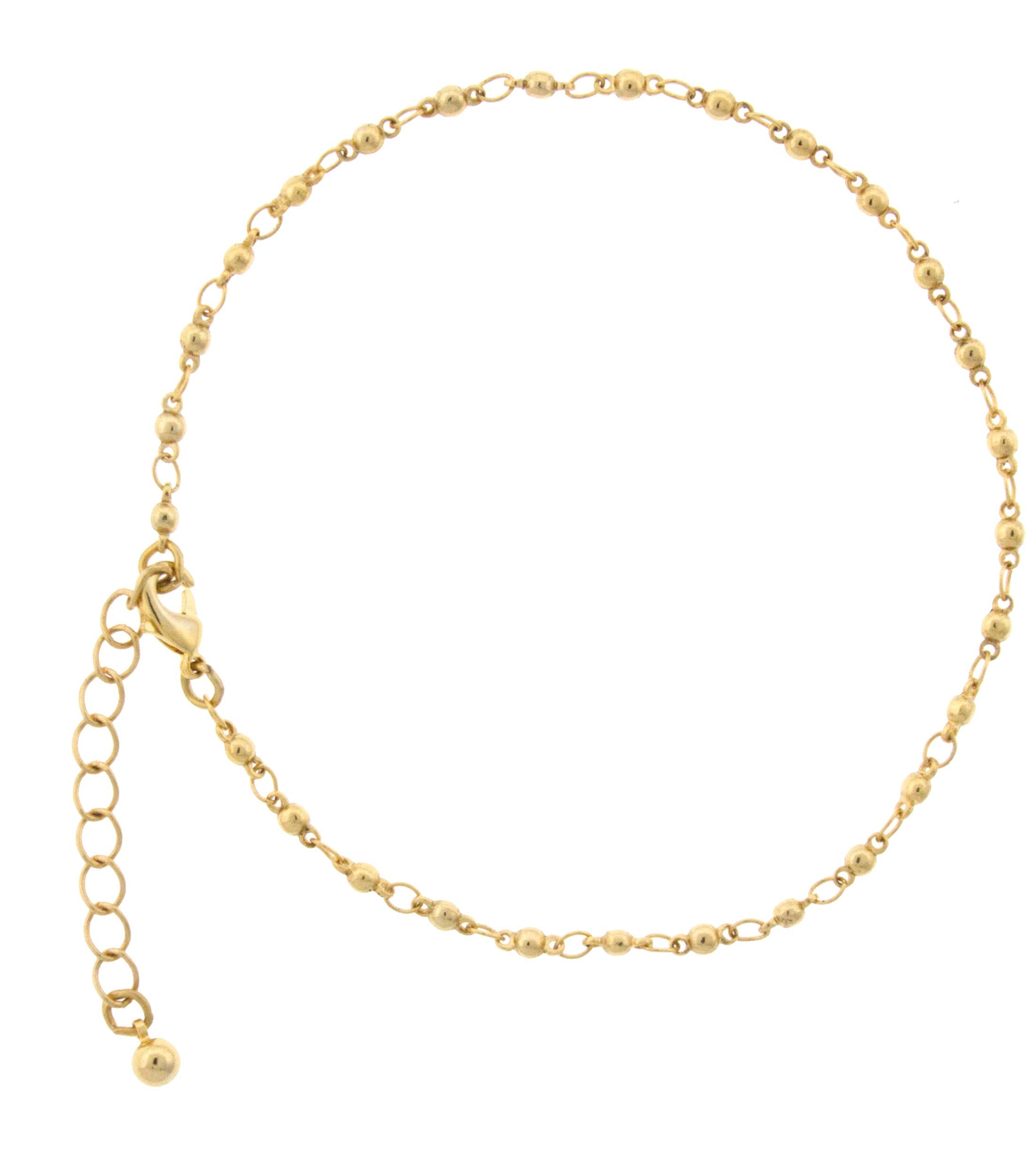 1928 Jewelry Gold Ball And Link Chain Anklet 9" + 1.5" Extension