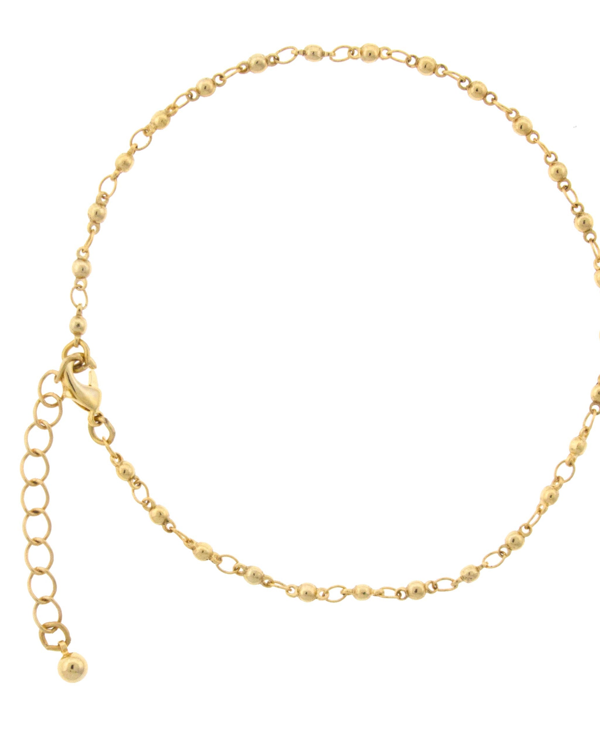1928 Jewelry Gold Ball And Link Chain Anklet 9" + 1.5" Extension