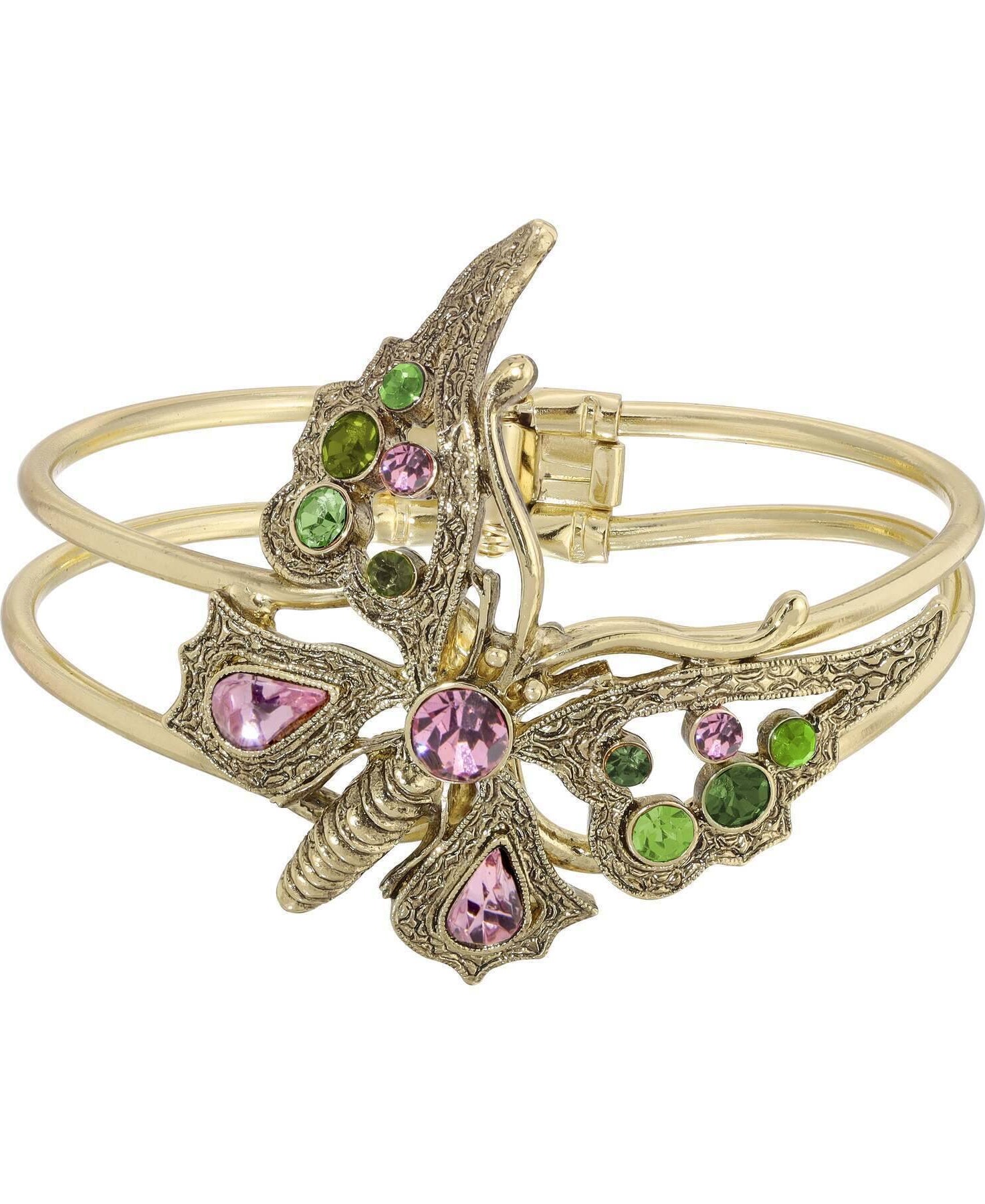 1928 Jewelry Classic Crystal Butterfly Hinge Cuff Bracelet