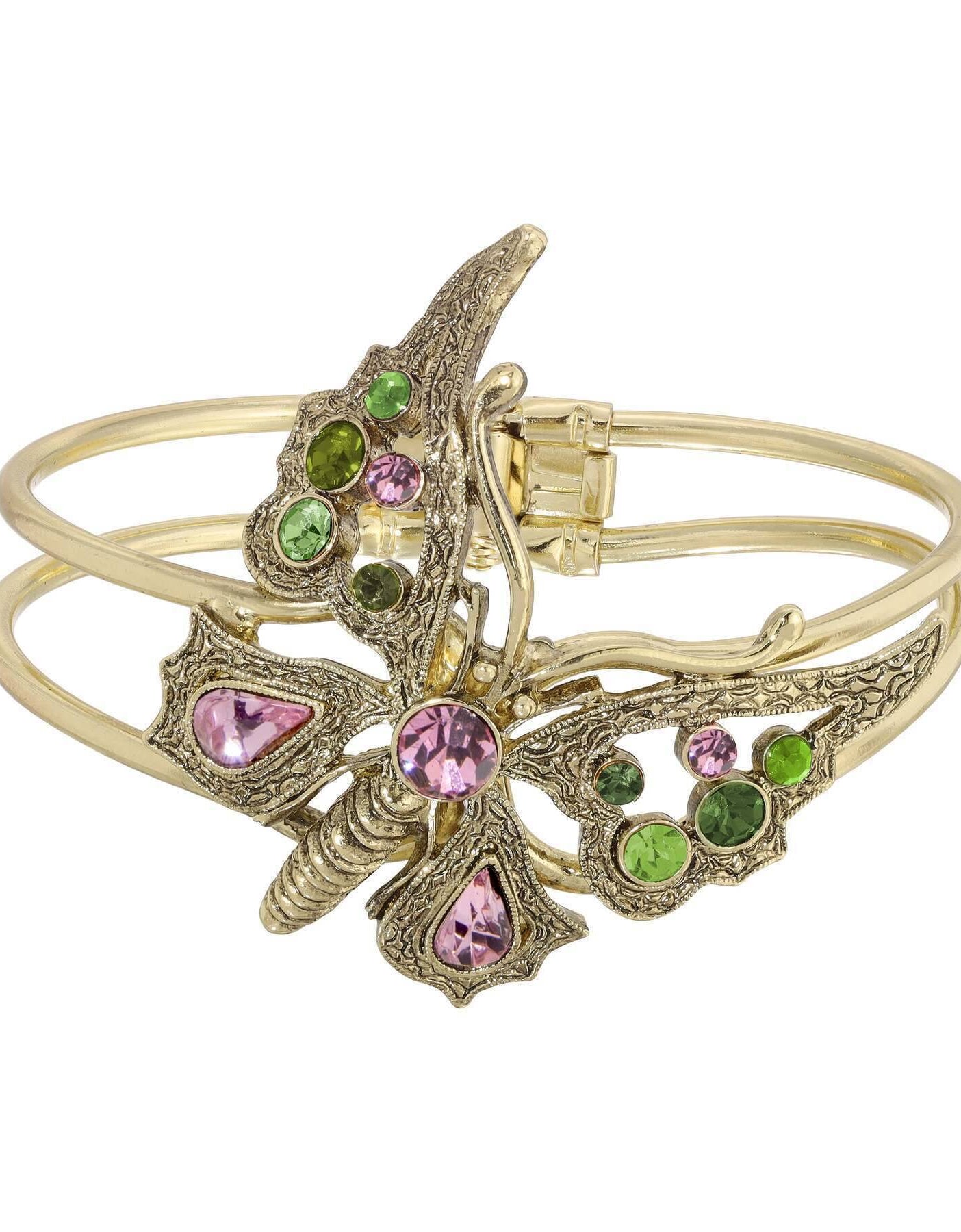 1928 Jewelry Classic Crystal Butterfly Hinge Cuff Bracelet