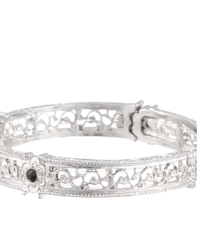 1928 Jewelry Black Crystal Flower Stretch Bracelet