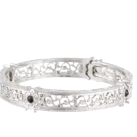 1928 Jewelry Black Crystal Flower Stretch Bracelet