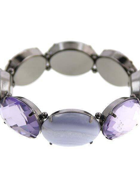 2028 Jewelry Oval Semi Precious & Crystal Stone Stretch Bracelet