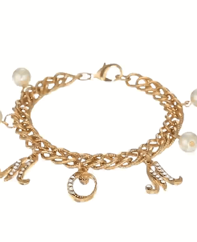 1928 Jewelry Euro Crystal Mom Charm Faux Pearl Textured Chain Bracelet