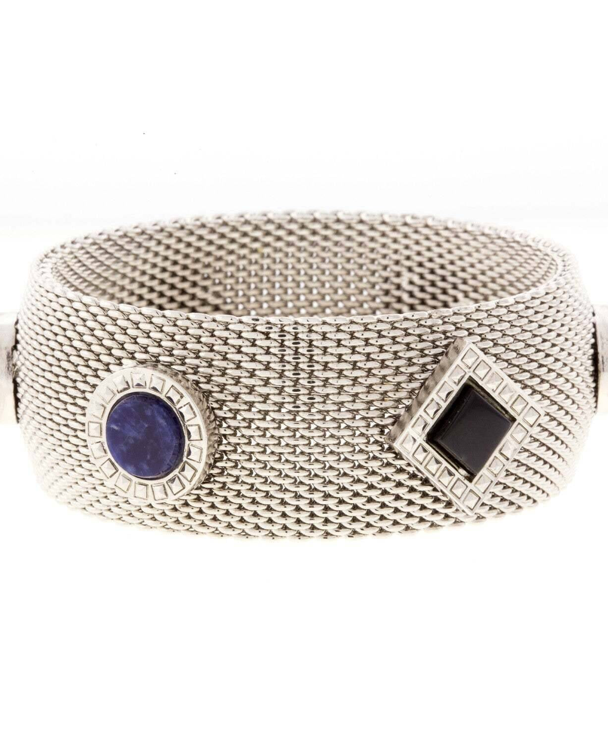 1928 Jewelry Mesh Round And Square Gemstone Bangle Bracelet