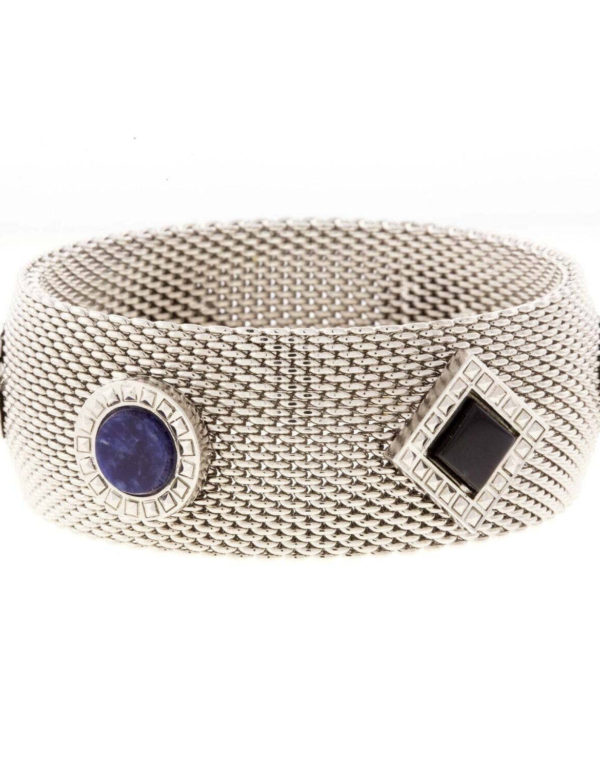 1928 Jewelry Mesh Round And Square Gemstone Bangle Bracelet