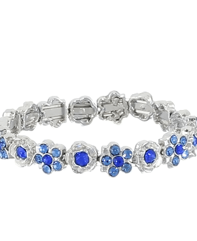 1928 Jewelry Crystal Flower Motif Stretch Bracelet