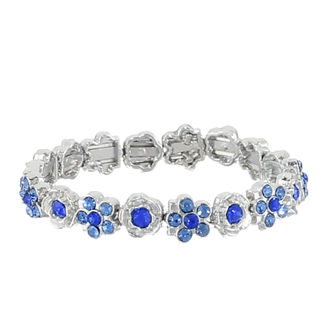 1928 Jewelry Crystal Flower Motif Stretch Bracelet