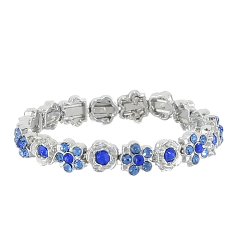 1928 Jewelry Crystal Flower Motif Stretch Bracelet