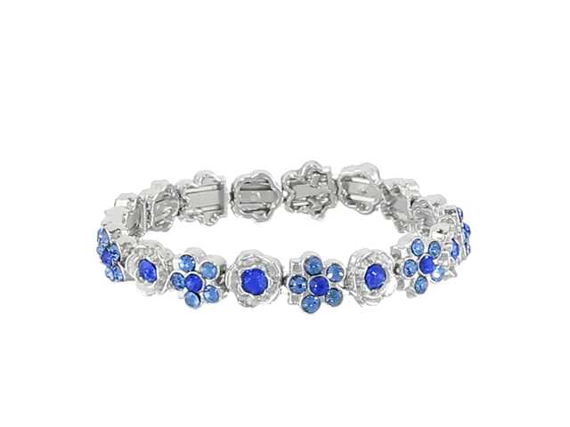 1928 Jewelry Crystal Flower Motif Stretch Bracelet