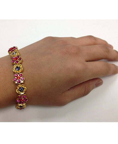 1928 Jewelry Multi Flower Crystal Stretch Bracelet