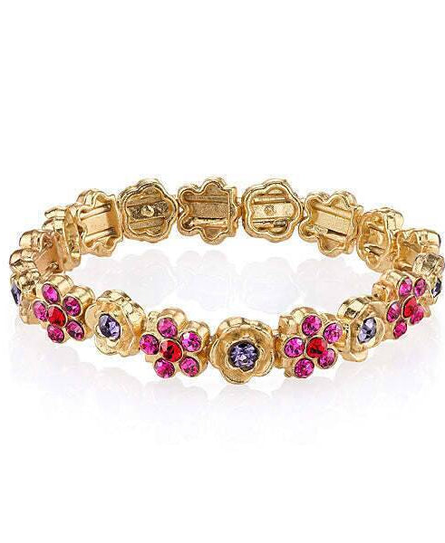 1928 Jewelry Multi Flower Crystal Stretch Bracelet