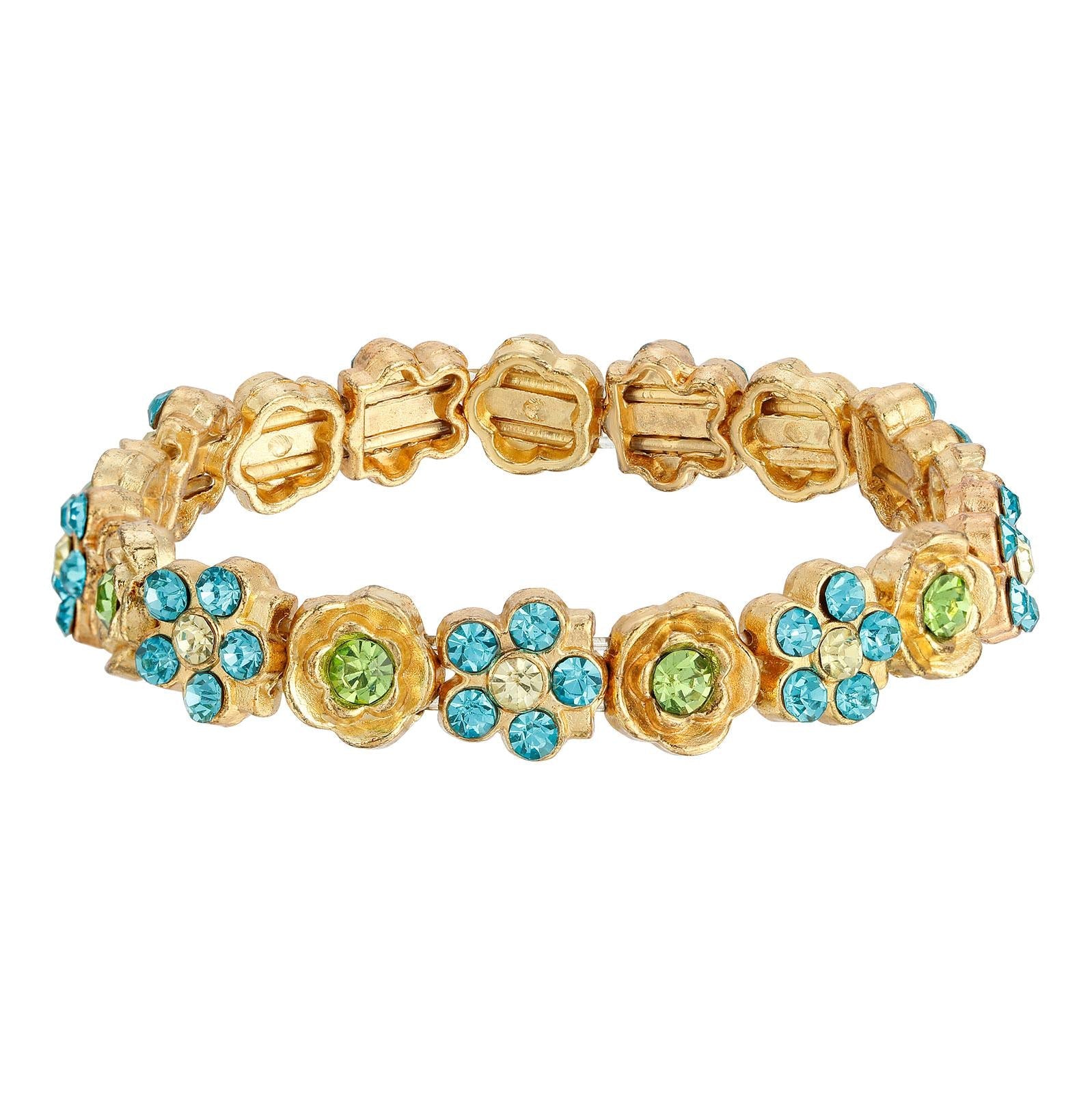 1928 Jewelry Multi Flower Crystal Stretch Bracelet