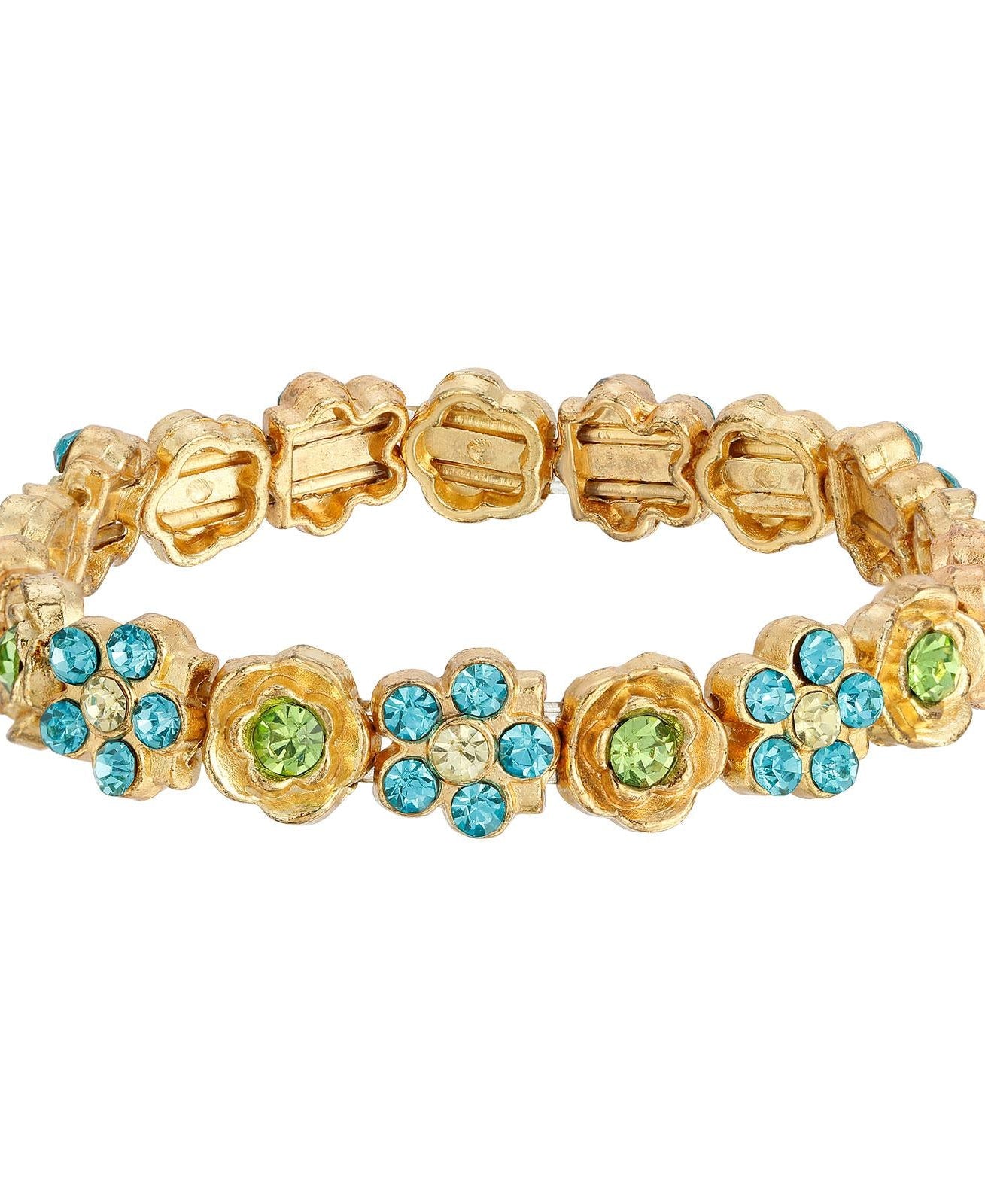 1928 Jewelry Multi Flower Crystal Stretch Bracelet