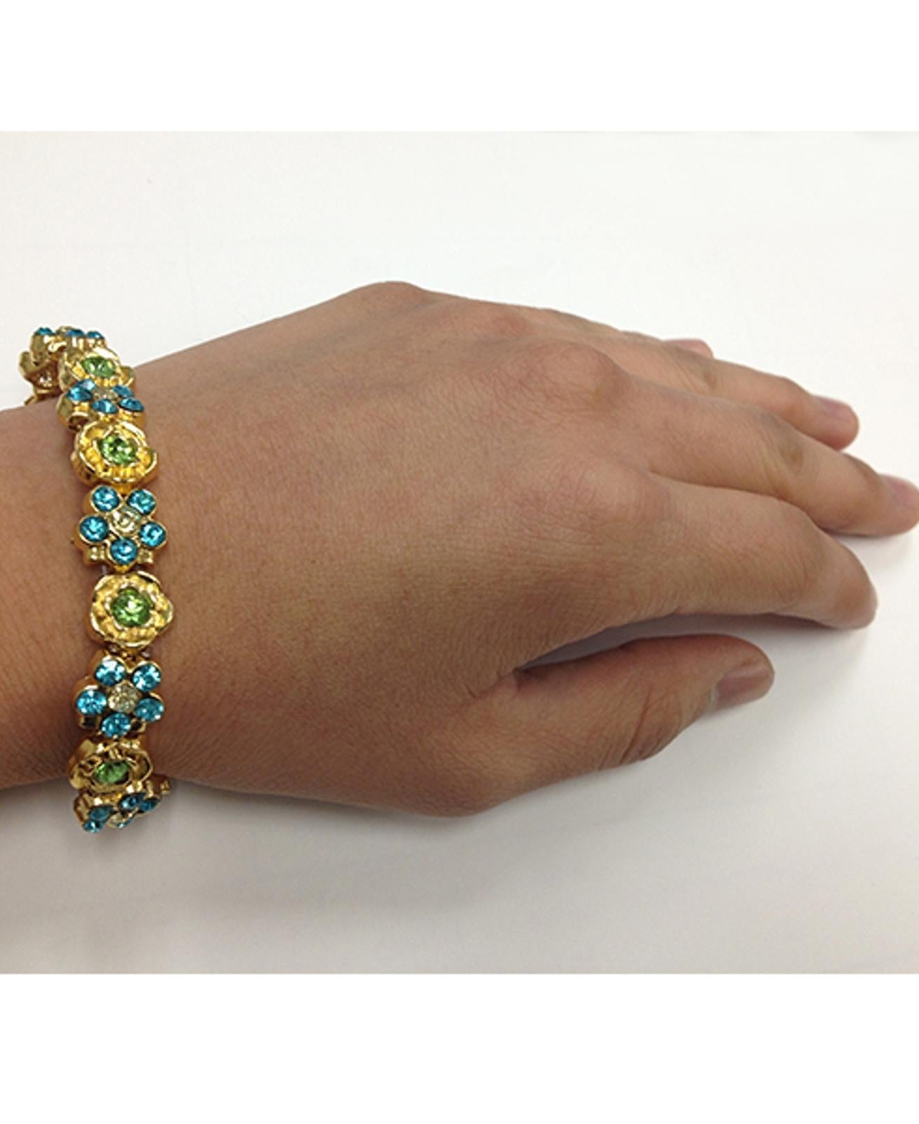 1928 Jewelry Multi Flower Crystal Stretch Bracelet