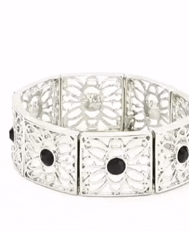 1928 Jewelry Square Butterfly Filigree Crystal Stretch Bracelet