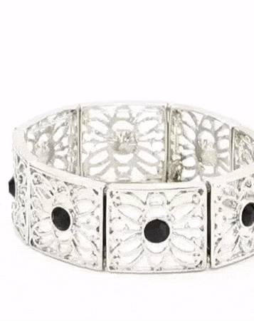 1928 Jewelry Square Butterfly Filigree Crystal Stretch Bracelet