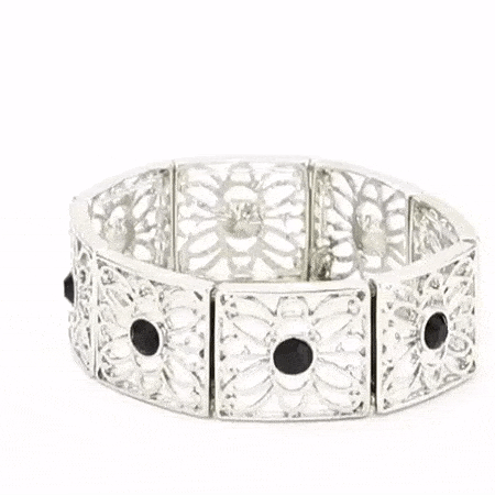 1928 Jewelry Square Butterfly Filigree Crystal Stretch Bracelet