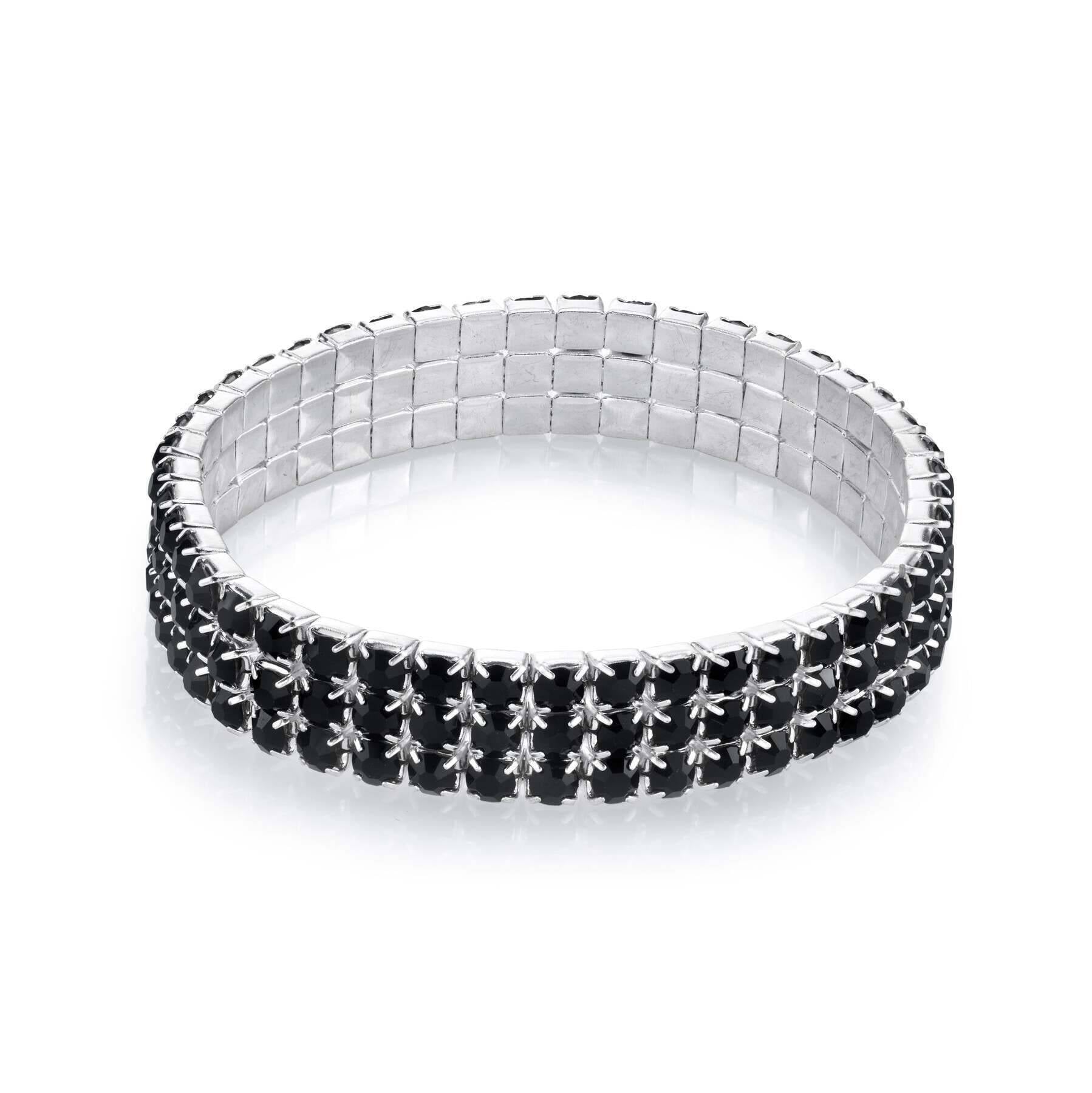 2028 Jewelry 3-Row Rhinestone Stretch Bracelet