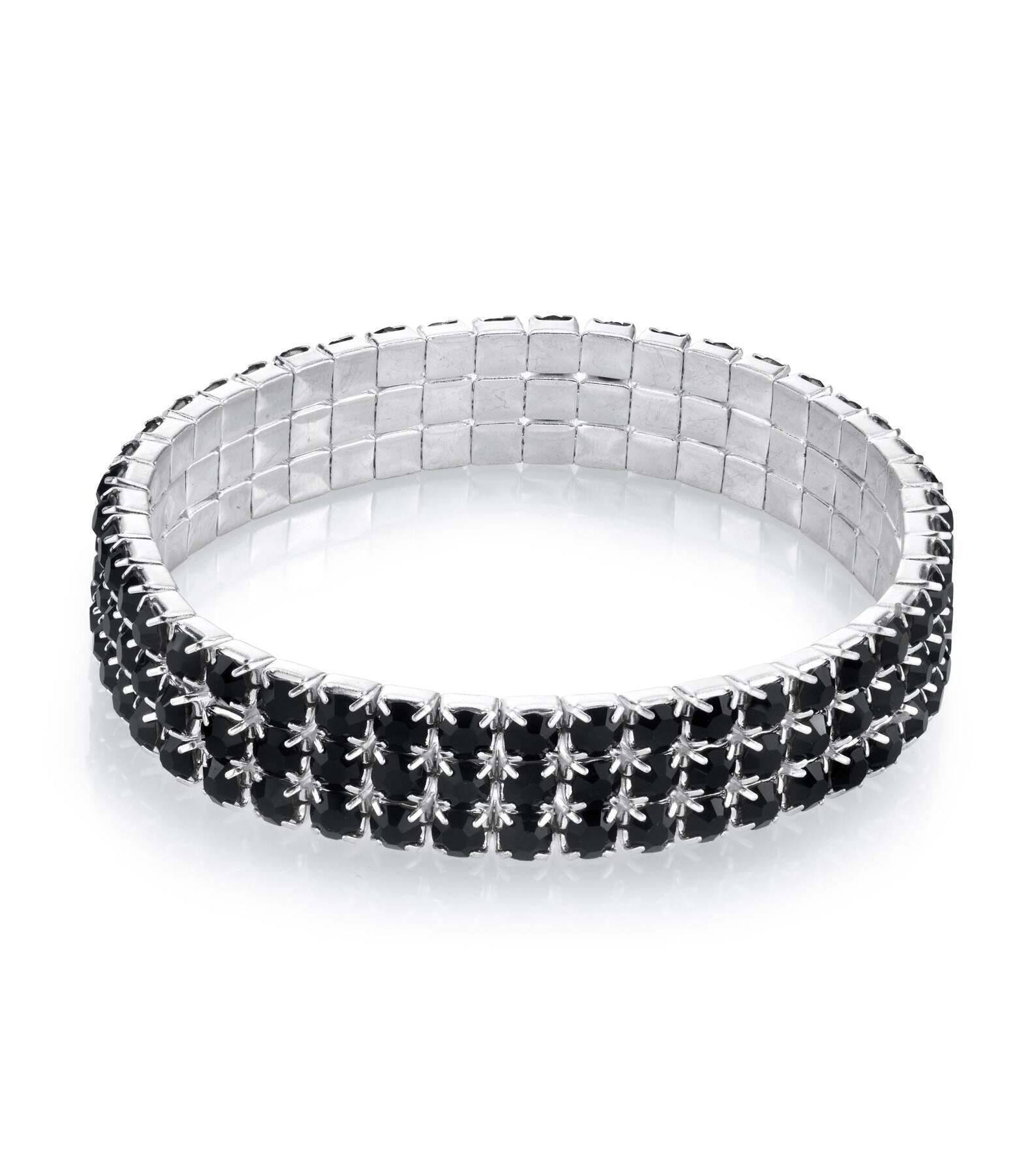 2028 Jewelry 3-Row Rhinestone Stretch Bracelet