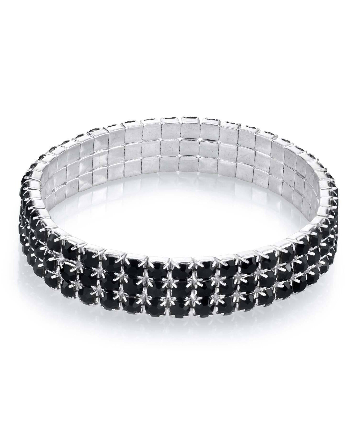 2028 Jewelry 3-Row Rhinestone Stretch Bracelet