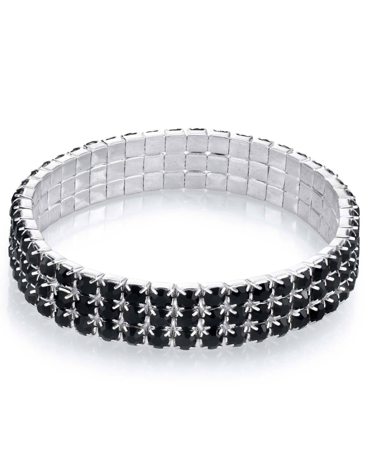 2028 Jewelry 3-Row Rhinestone Stretch Bracelet
