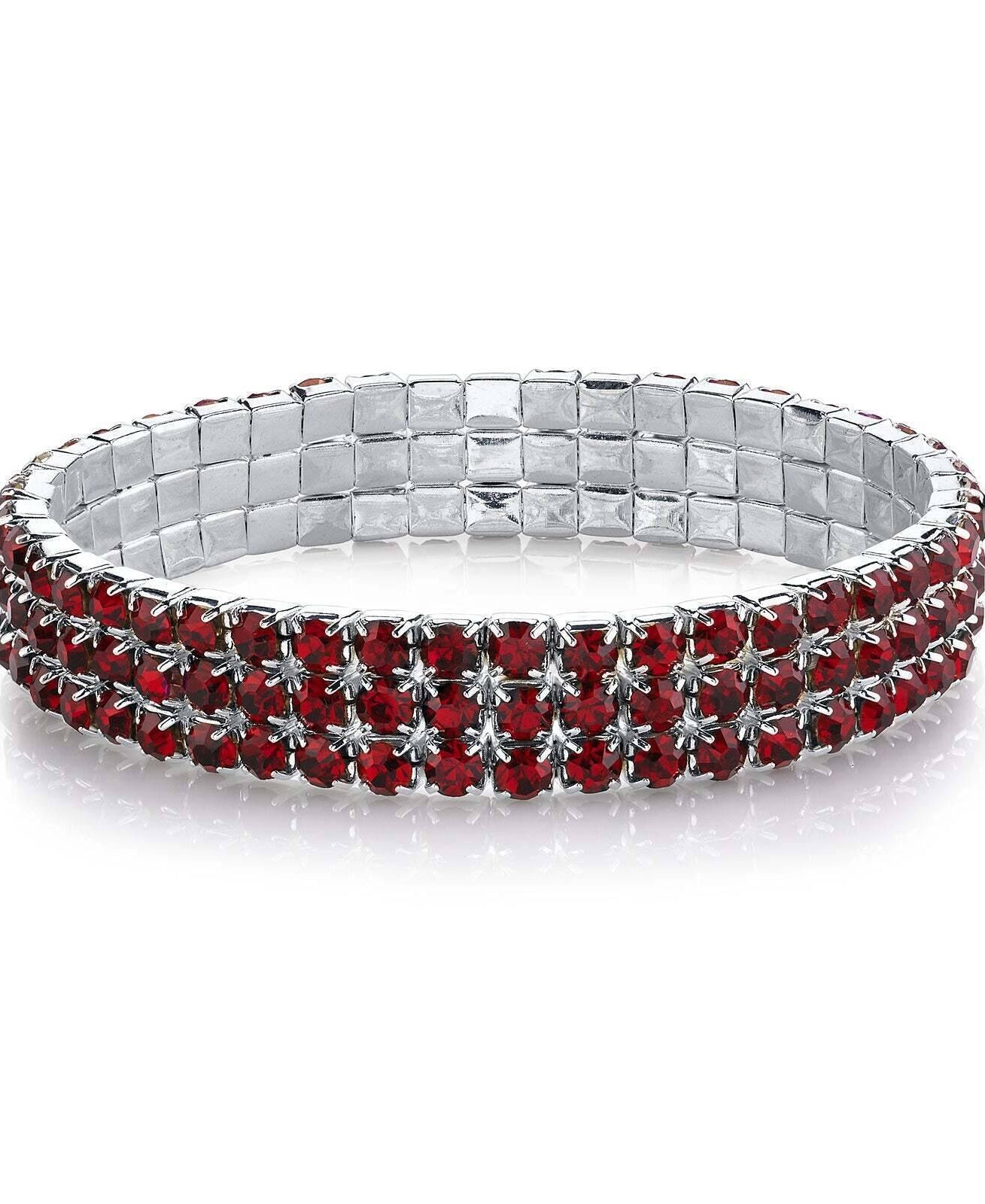 2028 Jewelry 3-Row Rhinestone Stretch Bracelet