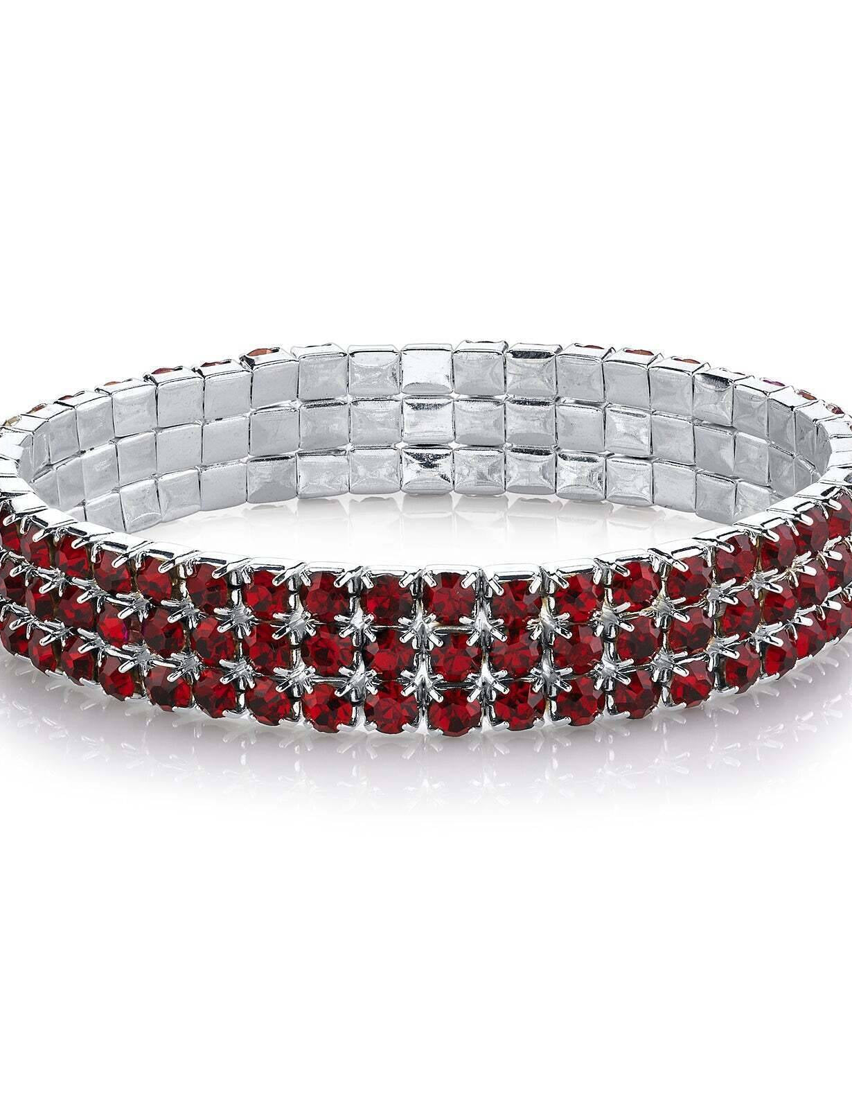 2028 Jewelry 3-Row Rhinestone Stretch Bracelet