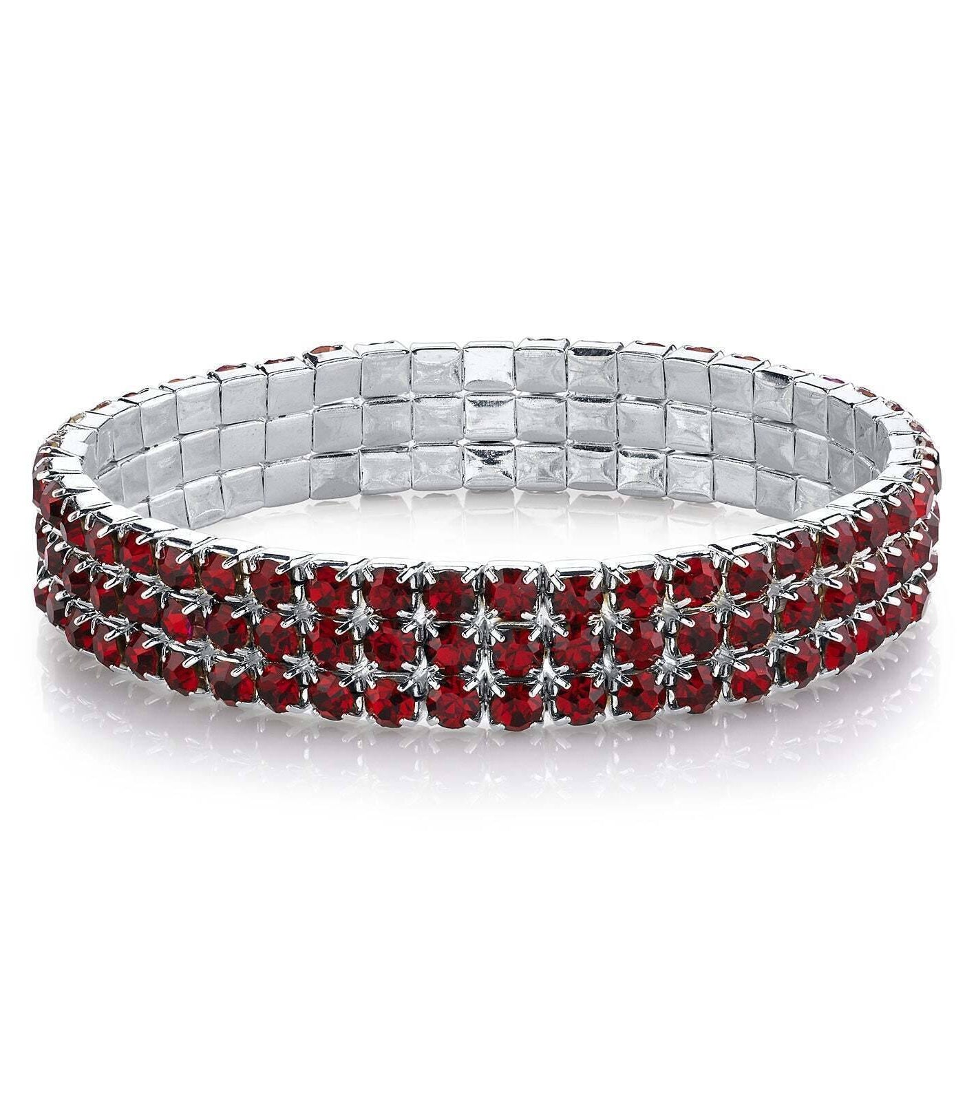 2028 Jewelry 3-Row Rhinestone Stretch Bracelet