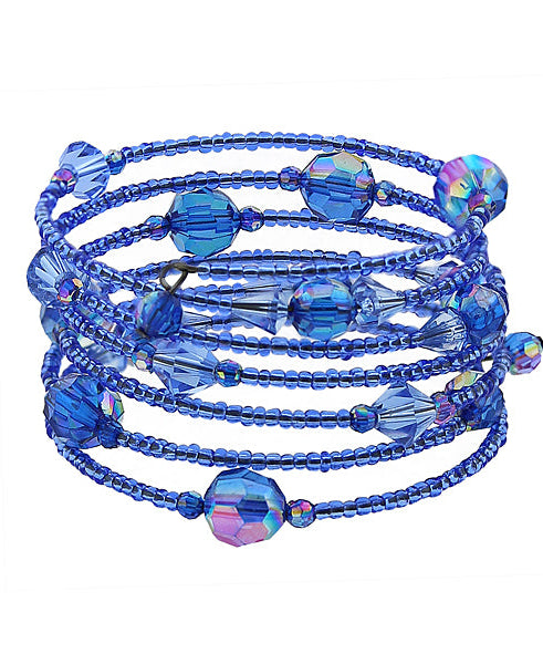 2028 Jewelry 5 Row Sapphire Blue AB Beaded Coil Bracelet