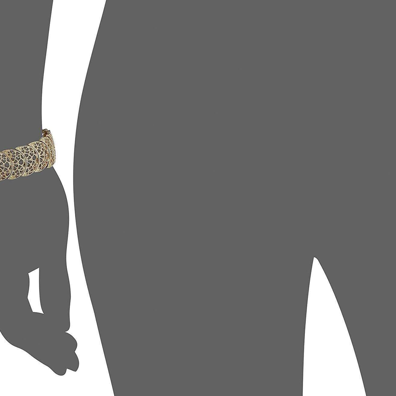 1928 Jewelry Vintage Lace Half-Circle Filigree Stretch Bracelet, 7"