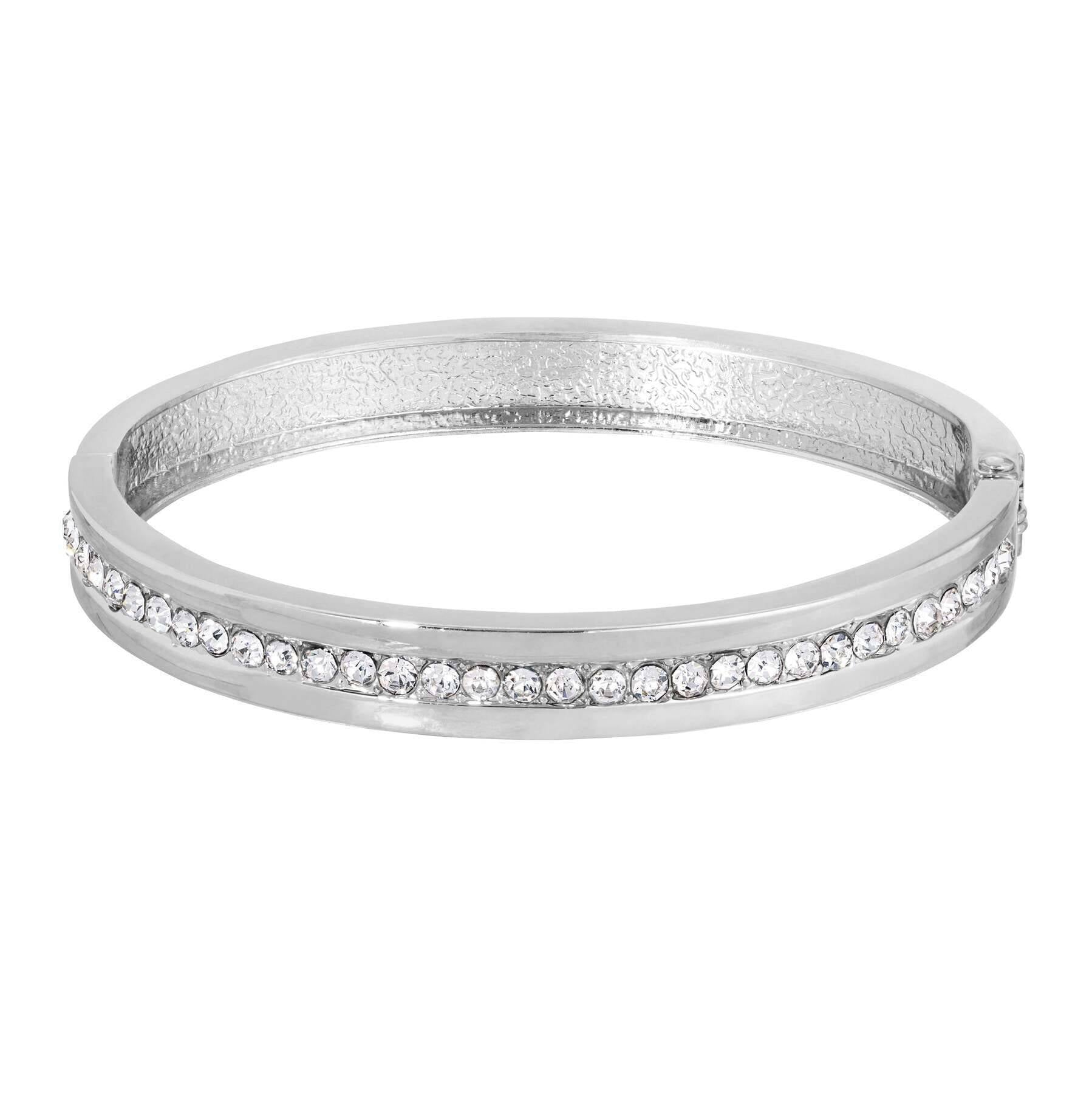 1928 Jewelry Thin & Timeless Crystal Stretch Bangle Bracelet