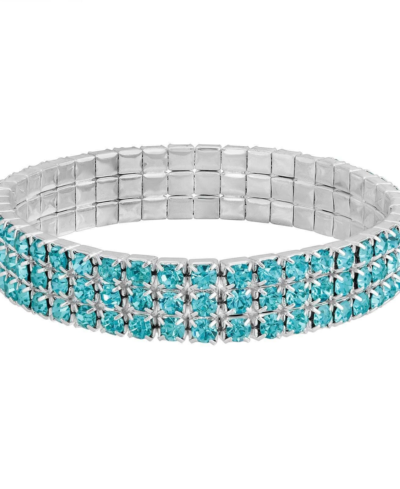 2028 Jewelry 3-Row Rhinestone Stretch Bracelet