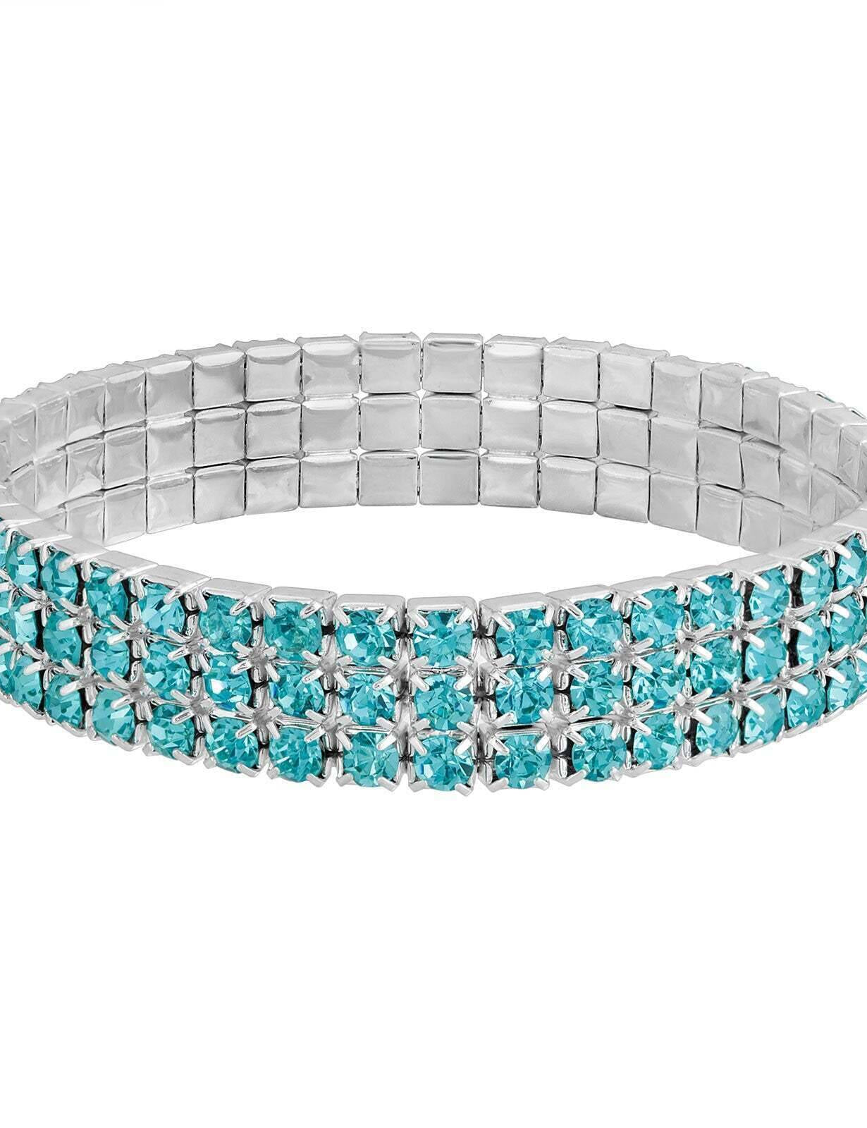 2028 Jewelry 3-Row Rhinestone Stretch Bracelet