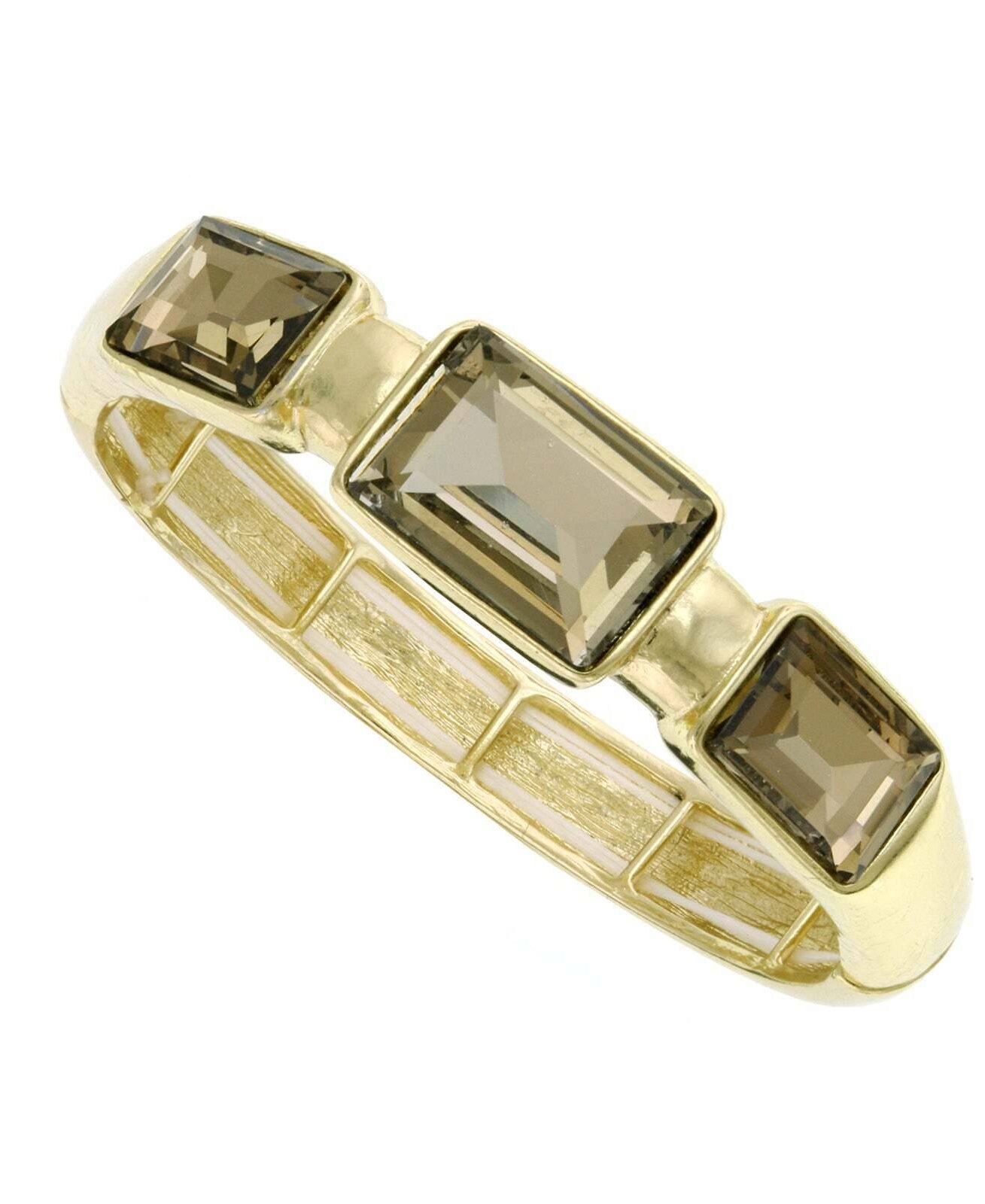 2028 Jewelry Triple Rectangular Light Topaz Stone Stretch Bracelet