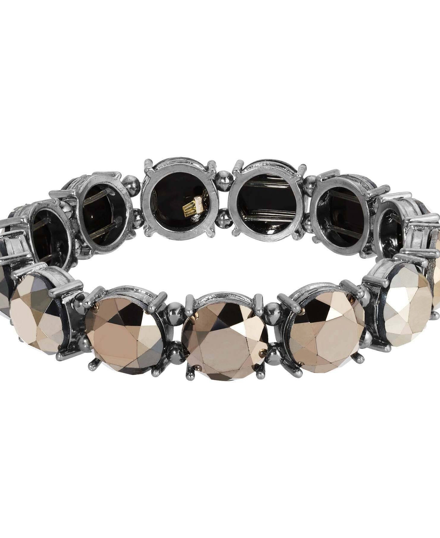 1928 Jewelry Hematite-Color Stone Stretch Bracelet
