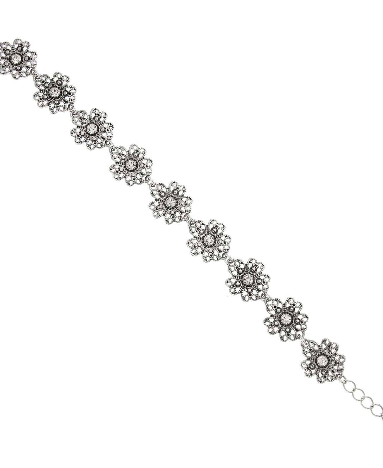 1928 Jewelry Crystal Flower Link Bracelet