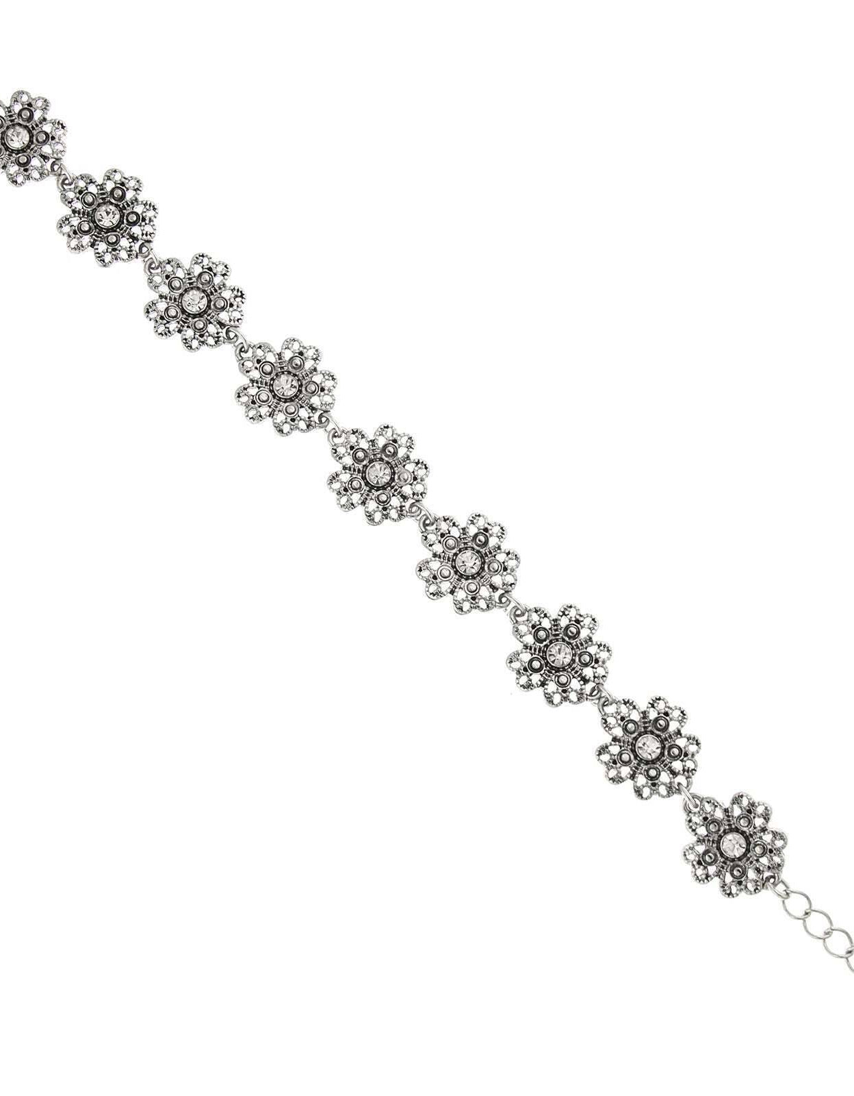 1928 Jewelry Crystal Flower Link Bracelet