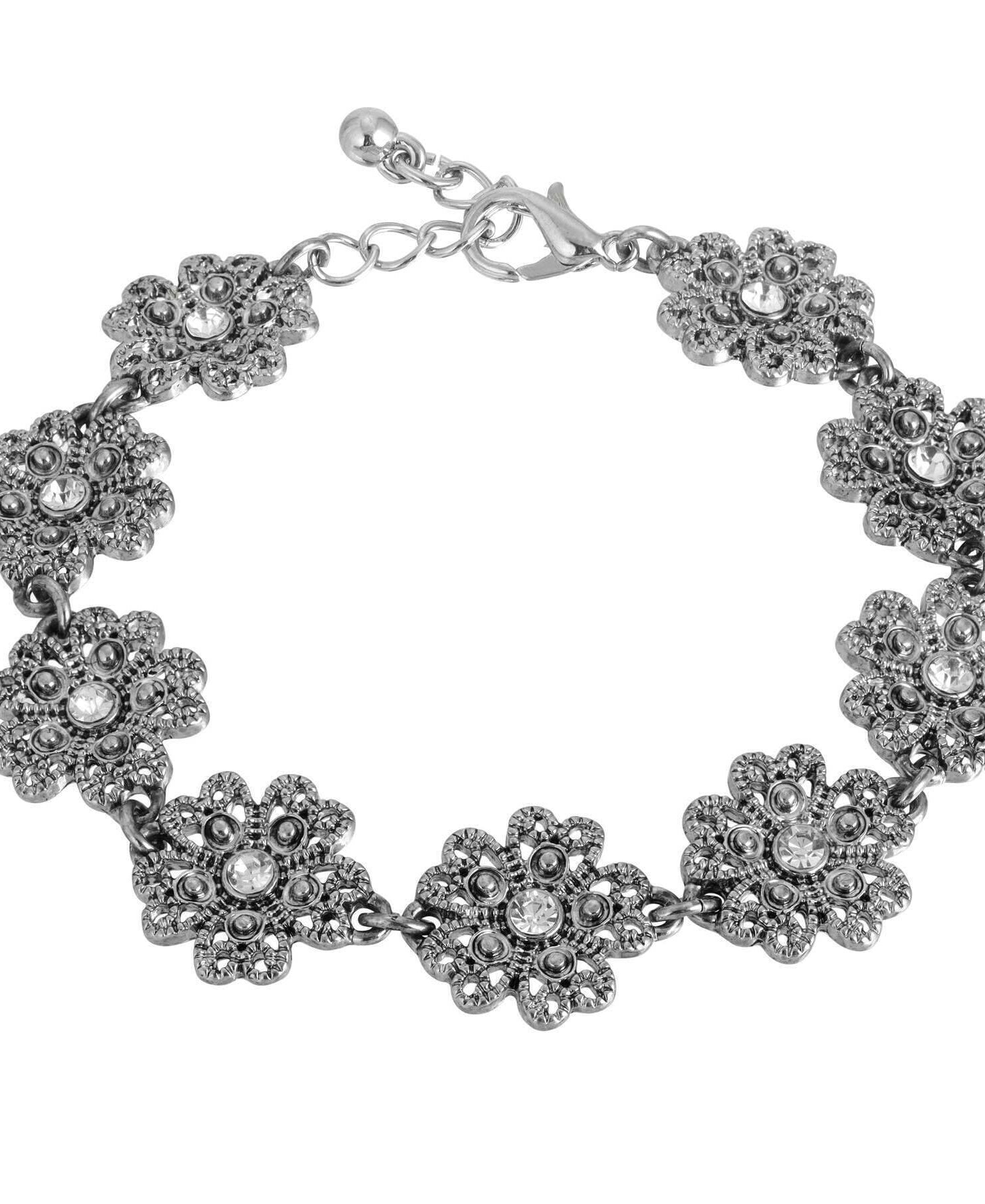 1928 Jewelry Crystal Flower Link Bracelet