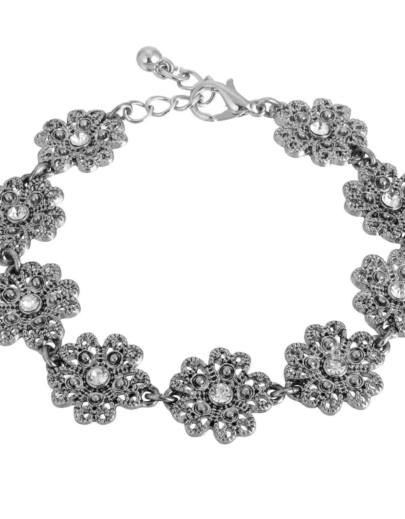 1928 Jewelry Crystal Flower Link Bracelet