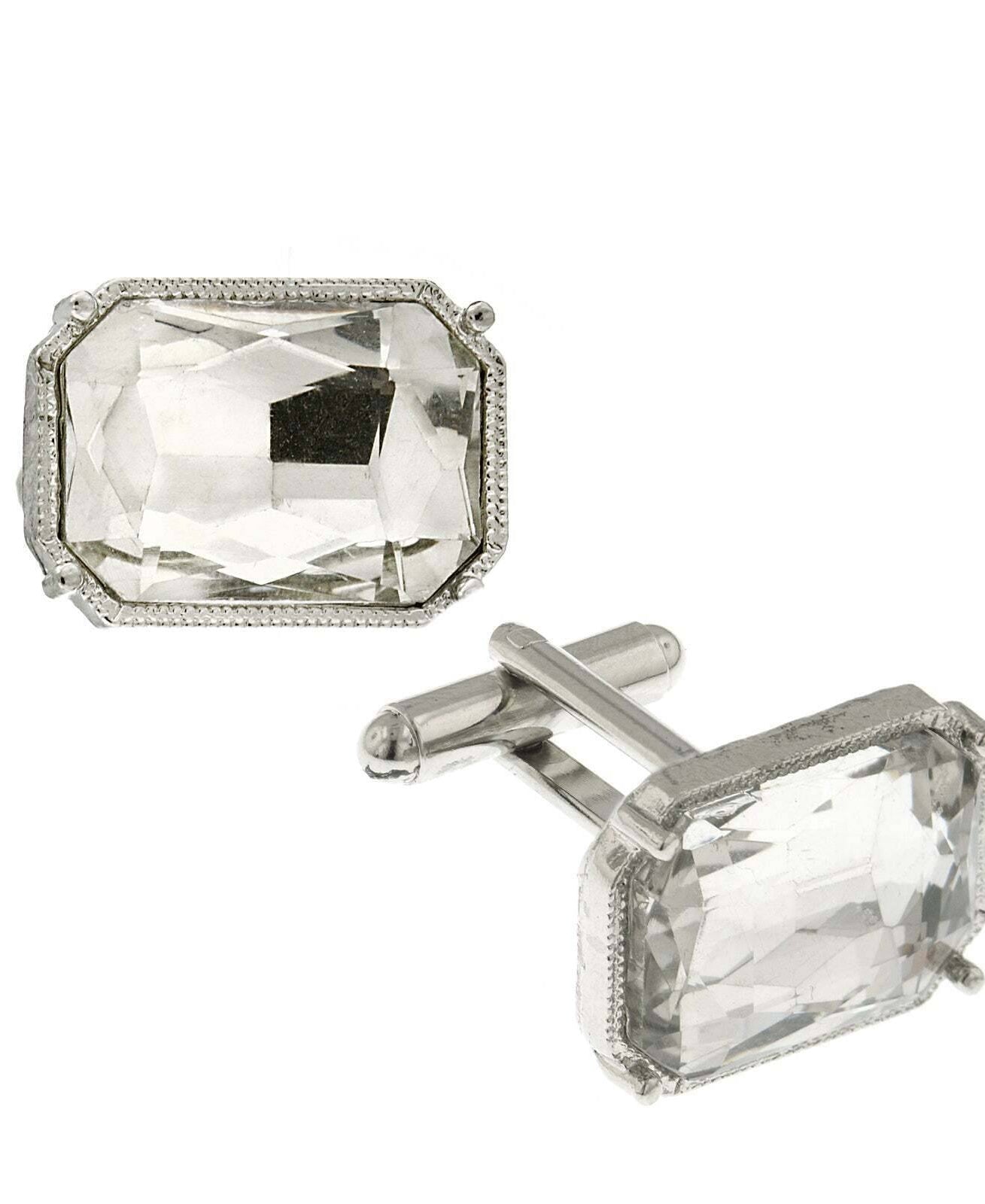 1928 Jewelry Classic Octagon Clear Crystal Cufflinks